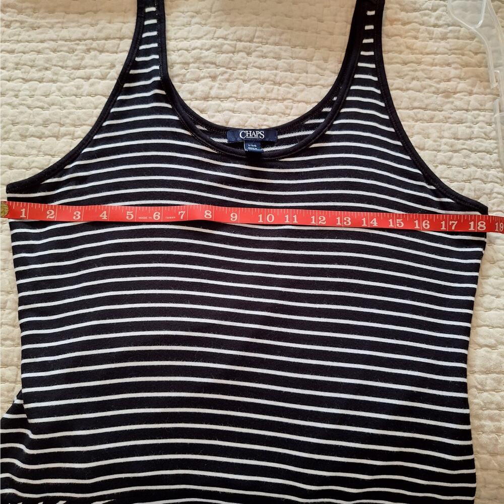 Chaps Oleander Black and White Stripe Sleeveless Dress Size L - Picture 10 of 14
